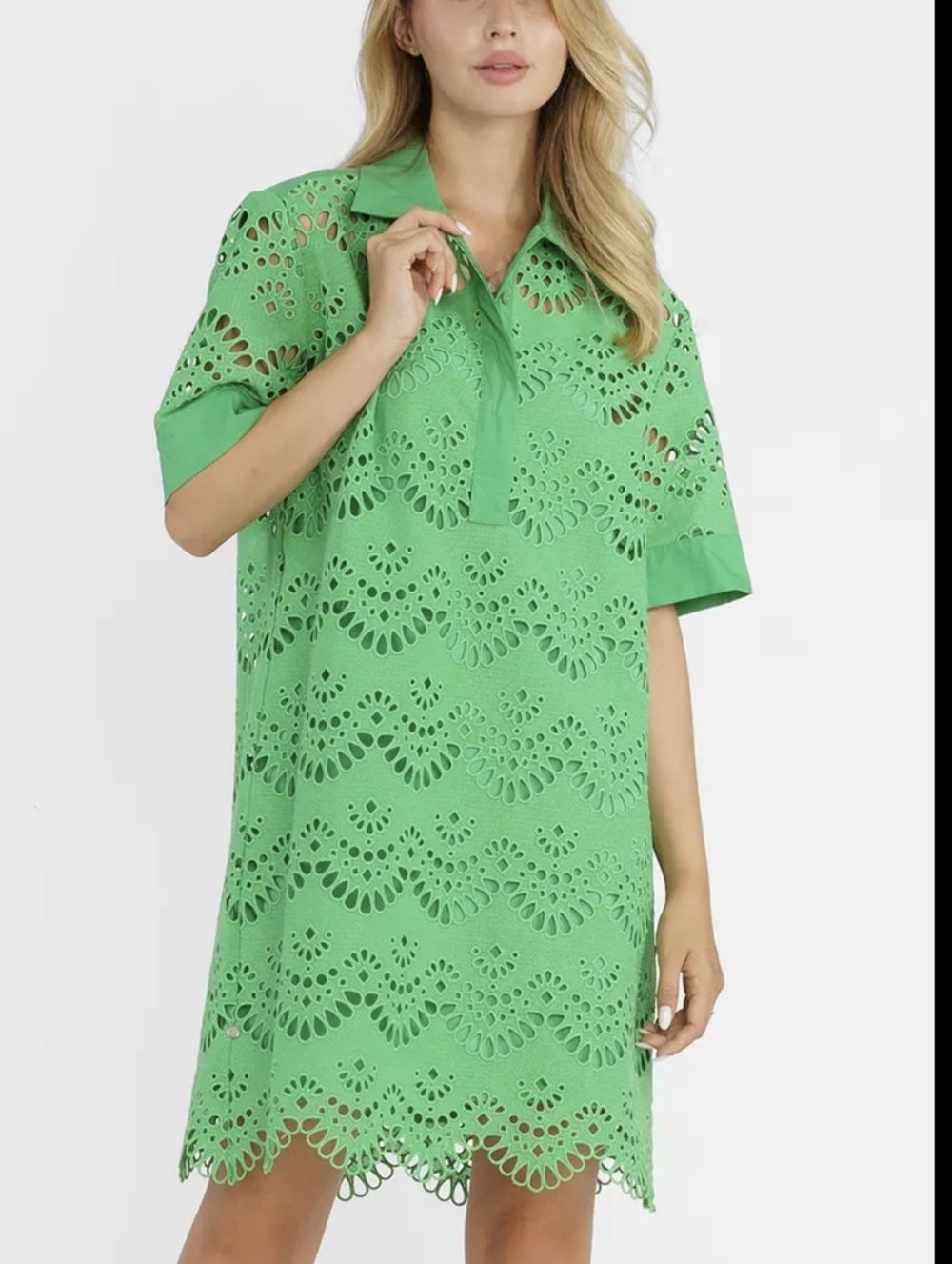 Suncoo Paris Green Eyelet Dress